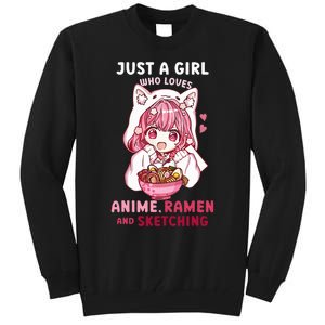 Anime Ramen Sketching Just A Girl Who Loves Anime Sketching Tall Sweatshirt