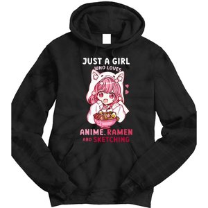 Anime Ramen Sketching Just A Girl Who Loves Anime Sketching Tie Dye Hoodie