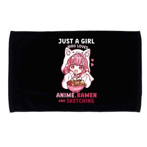 Anime Ramen Sketching Just A Girl Who Loves Anime Sketching Microfiber Hand Towel