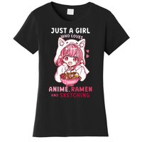 Anime Ramen Sketching Just A Girl Who Loves Anime Sketching Women's T-Shirt