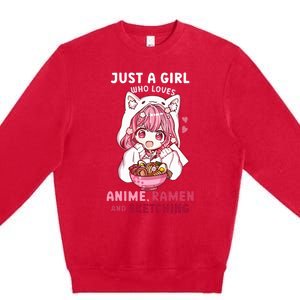 Anime Ramen Sketching Just A Girl Who Loves Anime Sketching Premium Crewneck Sweatshirt