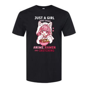 Anime Ramen Sketching Just A Girl Who Loves Anime Sketching Softstyle CVC T-Shirt