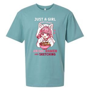 Anime Ramen Sketching Just A Girl Who Loves Anime Sketching Sueded Cloud Jersey T-Shirt