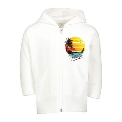 Aruba Retro Summer Tropical Beach Toddler Zip Fleece Hoodie