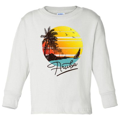 Aruba Retro Summer Tropical Beach Toddler Long Sleeve Shirt