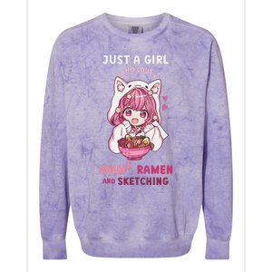 Anime Ramen Sketching Just A Girl Who Loves Anime Sketching Gift Colorblast Crewneck Sweatshirt