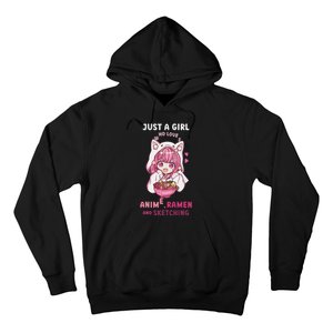 Anime Ramen Sketching Just A Girl Who Loves Anime Sketching Gift Hoodie