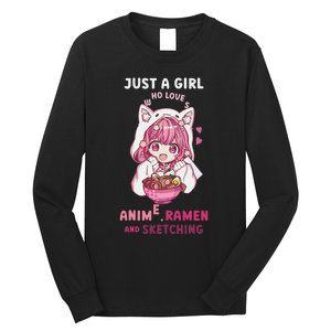 Anime Ramen Sketching Just A Girl Who Loves Anime Sketching Gift Long Sleeve Shirt