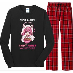 Anime Ramen Sketching Just A Girl Who Loves Anime Sketching Gift Long Sleeve Pajama Set