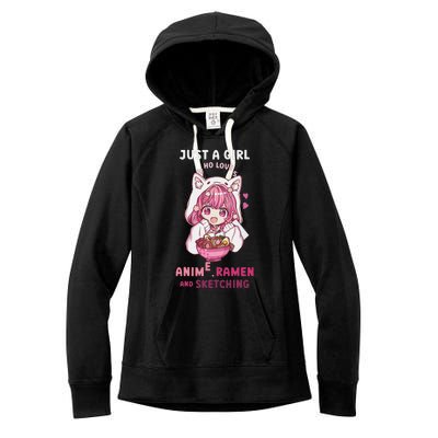 Anime Ramen Sketching Just A Girl Who Loves Anime Sketching Gift Women's Fleece Hoodie