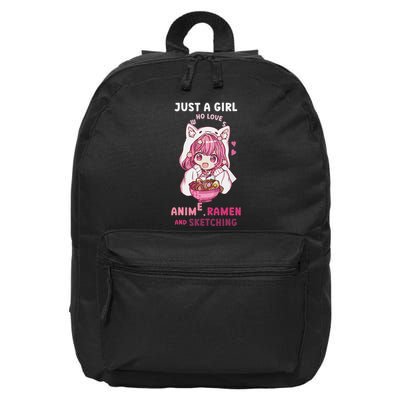 Anime Ramen Sketching Just A Girl Who Loves Anime Sketching Gift 16 in Basic Backpack