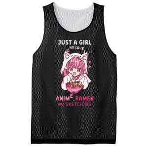 Anime Ramen Sketching Just A Girl Who Loves Anime Sketching Gift Mesh Reversible Basketball Jersey Tank