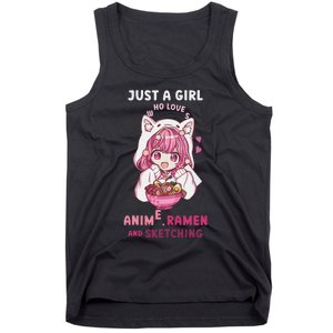 Anime Ramen Sketching Just A Girl Who Loves Anime Sketching Gift Tank Top