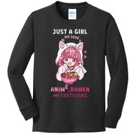 Anime Ramen Sketching Just A Girl Who Loves Anime Sketching Gift Kids Long Sleeve Shirt