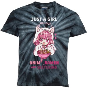 Anime Ramen Sketching Just A Girl Who Loves Anime Sketching Gift Kids Tie-Dye T-Shirt