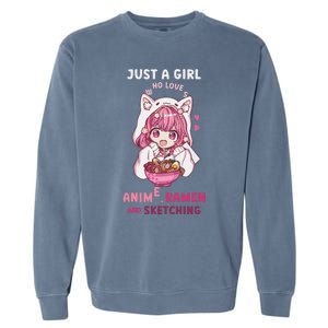 Anime Ramen Sketching Just A Girl Who Loves Anime Sketching Gift Garment-Dyed Sweatshirt