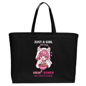 Anime Ramen Sketching Just A Girl Who Loves Anime Sketching Gift Cotton Canvas Jumbo Tote