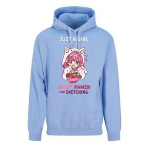 Anime Ramen Sketching Just A Girl Who Loves Anime Sketching Gift Unisex Surf Hoodie