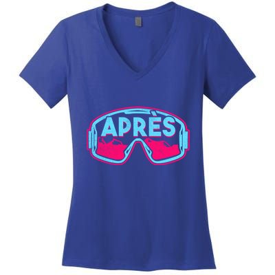 AprèS Retro Ski Snowboard Vintage 80s 90s Skiing Outfit Cute Gift Women's V-Neck T-Shirt