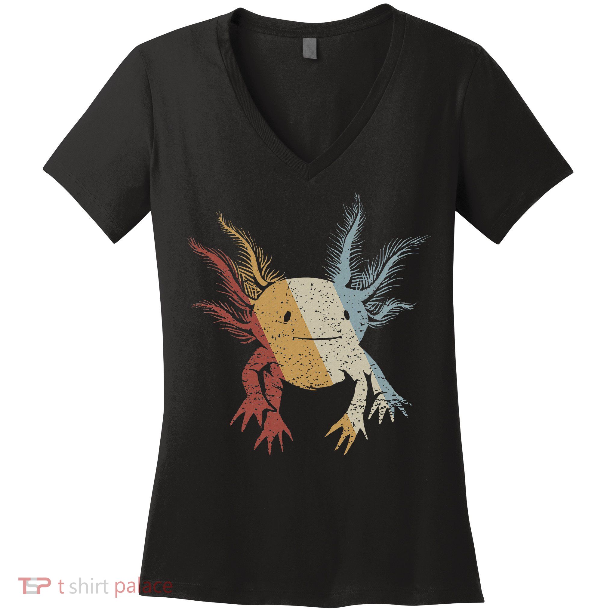 Axolotl Retro Style Vintage Women's V-Neck T-Shirt