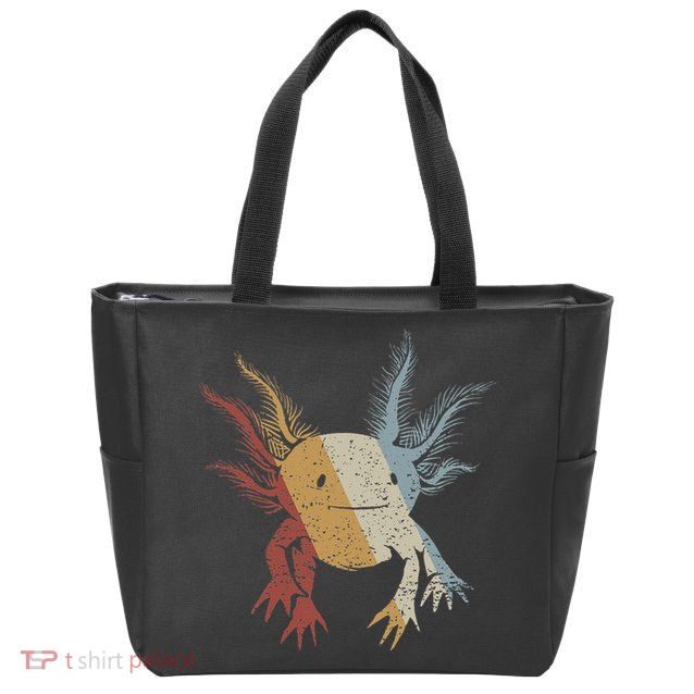 Axolotl Retro Style Vintage Zip Tote Bag