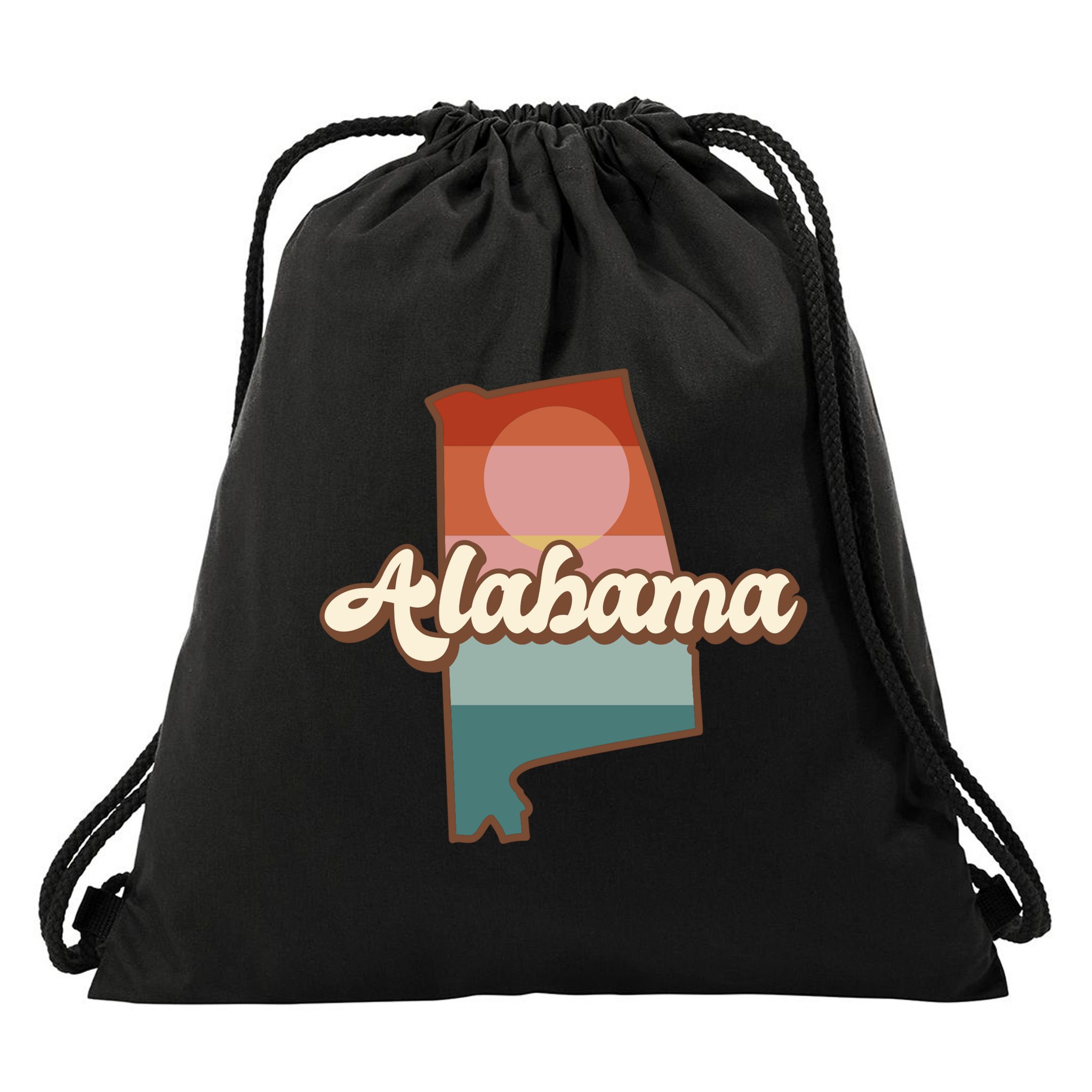 Alabama Retro Sunset Logo Drawstring Bag