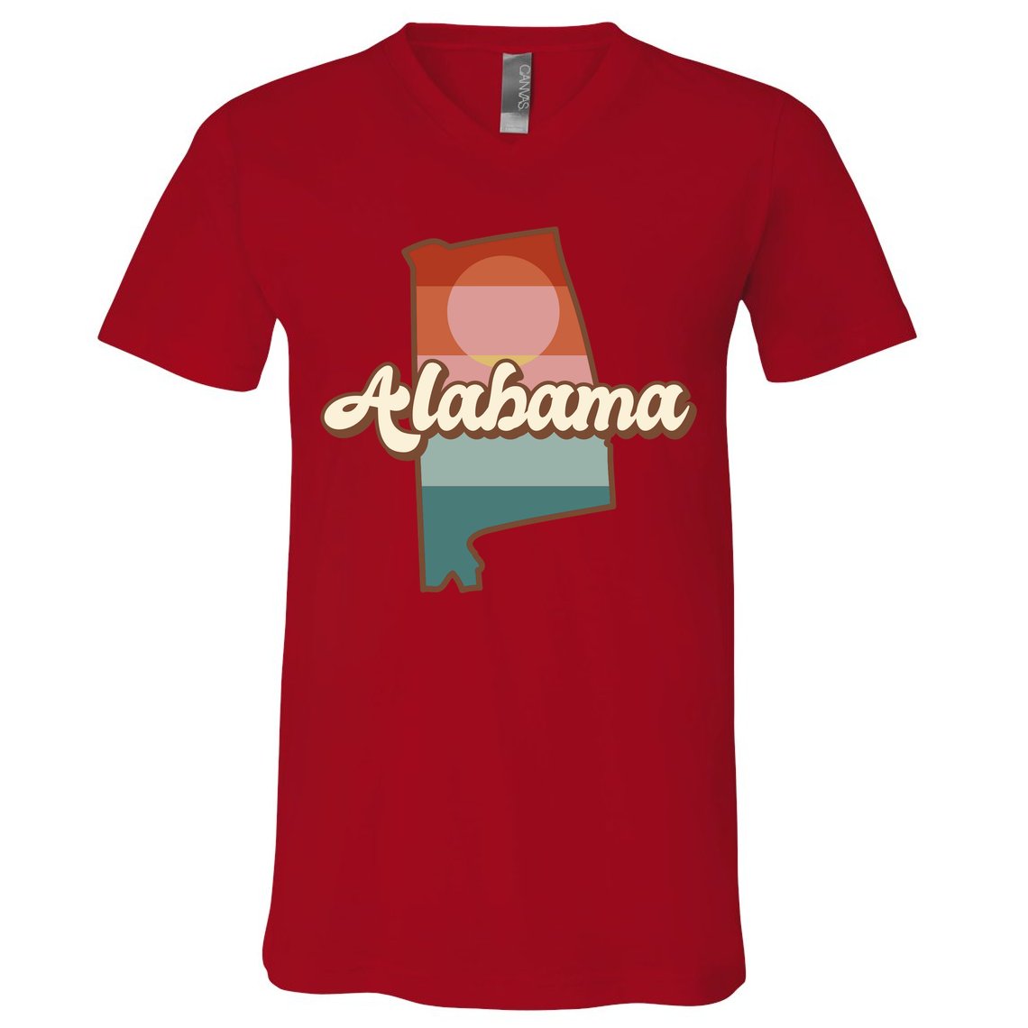 Alabama Retro Sunset Logo V-Neck T-Shirt