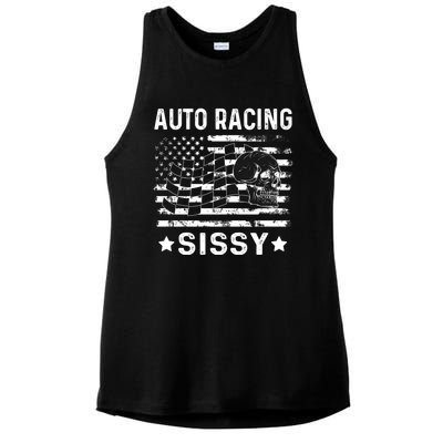 Auto Racing Sissy Sister Usa Flag 4th Of July Gift Ladies PosiCharge Tri-Blend Wicking Tank