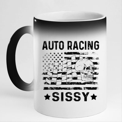 Auto Racing Sissy Sister Usa Flag 4th Of July Gift 11oz Black Color Changing Mug