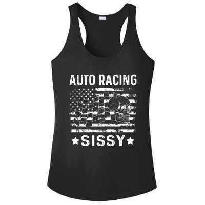 Auto Racing Sissy Sister Usa Flag 4th Of July Gift Ladies PosiCharge Competitor Racerback Tank