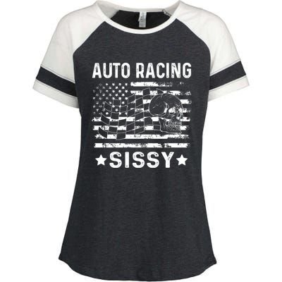 Auto Racing Sissy Sister Usa Flag 4th Of July Gift Enza Ladies Jersey Colorblock Tee