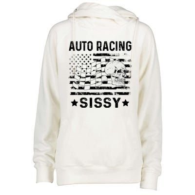 Auto Racing Sissy Sister Usa Flag 4th Of July Gift Womens Funnel Neck Pullover Hood