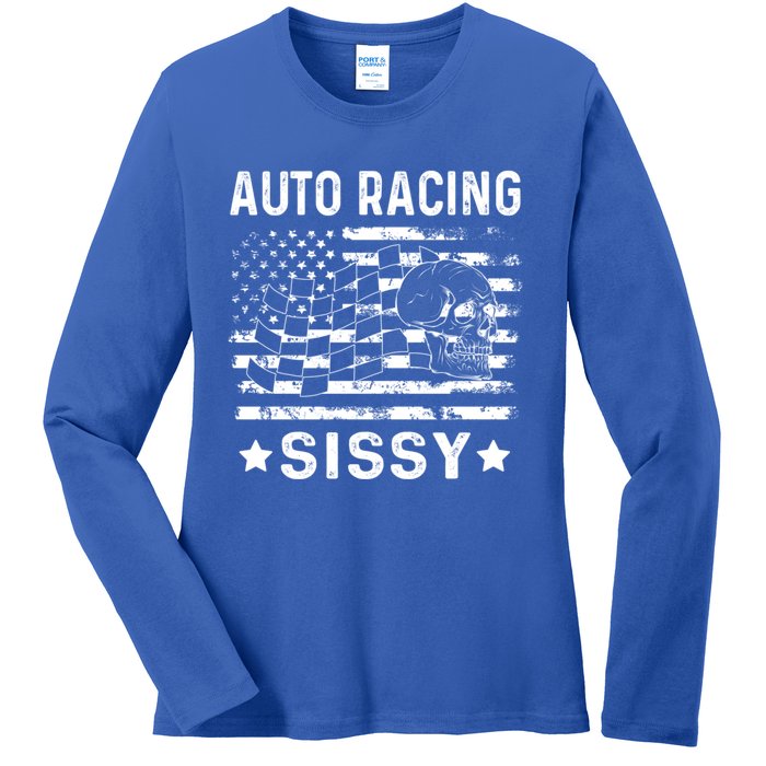 Auto Racing Sissy Sister Usa Flag 4th Of July Gift Ladies Long Sleeve Shirt