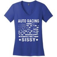 Auto Racing Sissy Sister Usa Flag 4th Of July Gift Women's V-Neck T-Shirt