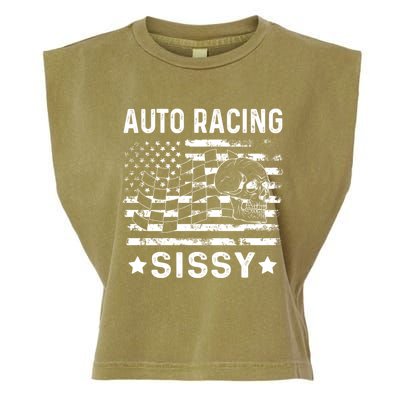 Auto Racing Sissy Sister Usa Flag 4th Of July Gift Garment-Dyed Women's Muscle Tee