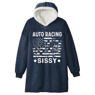 Auto Racing Sissy Sister Usa Flag 4th Of July Gift Hooded Wearable Blanket