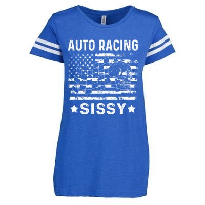 Auto Racing Sissy Sister Usa Flag 4th Of July Gift Enza Ladies Jersey Football T-Shirt