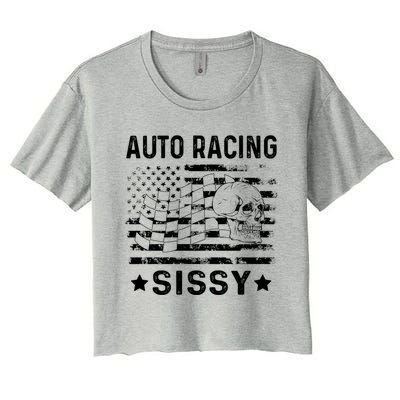 Auto Racing Sissy Sister Usa Flag 4th Of July Gift Women's Crop Top Tee