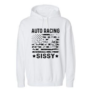 Auto Racing Sissy Sister Usa Flag 4th Of July Gift Garment-Dyed Fleece Hoodie