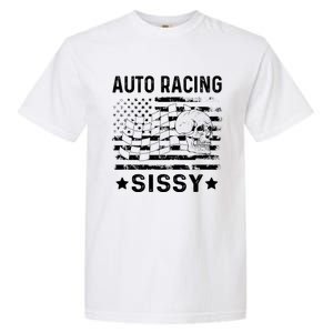 Auto Racing Sissy Sister Usa Flag 4th Of July Gift Garment-Dyed Heavyweight T-Shirt