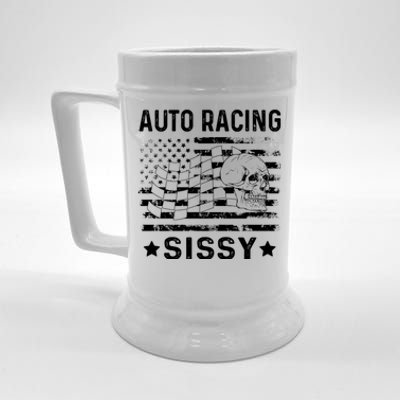 Auto Racing Sissy Sister Usa Flag 4th Of July Gift Beer Stein