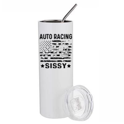 Auto Racing Sissy Sister Usa Flag 4th Of July Gift Stainless Steel Tumbler