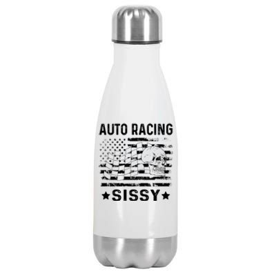 Auto Racing Sissy Sister Usa Flag 4th Of July Gift Stainless Steel Insulated Water Bottle