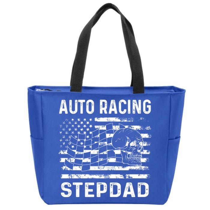 Auto Racing Stepdad Usa Flag 4th Of July Great Gift Zip Tote Bag