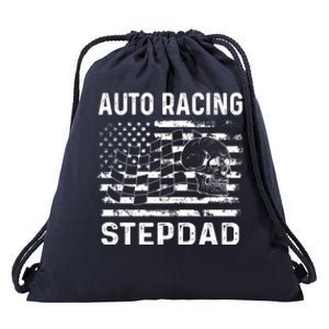 Auto Racing Stepdad Usa Flag 4th Of July Great Gift Drawstring Bag