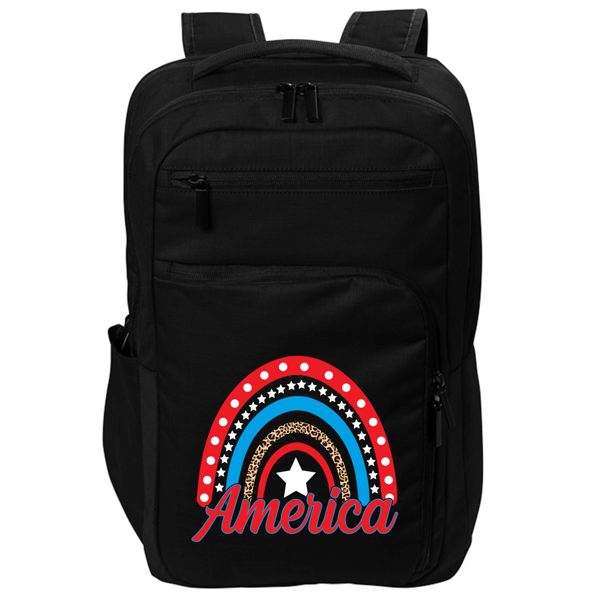 America Rainbow Star 4th Of July Impact Tech Backpack
