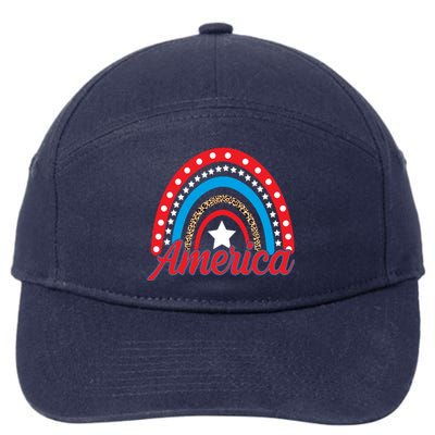 America Rainbow Star 4th Of July 7-Panel Snapback Hat