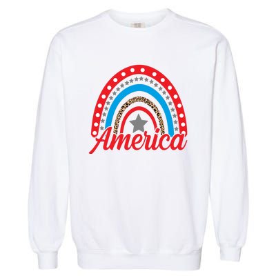 America Rainbow Star 4th Of July Garment-Dyed Sweatshirt