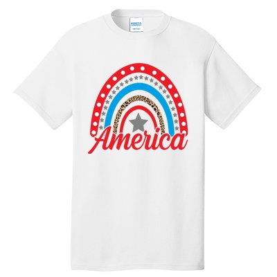 America Rainbow Star 4th Of July Tall T-Shirt