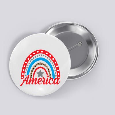 America Rainbow Star 4th Of July Button